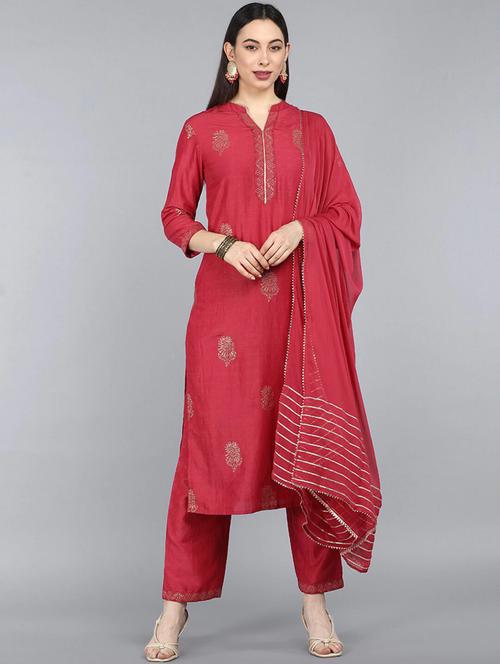 printed kurta palazzo set with dupatta - 19818057 - Very Small Image - 1