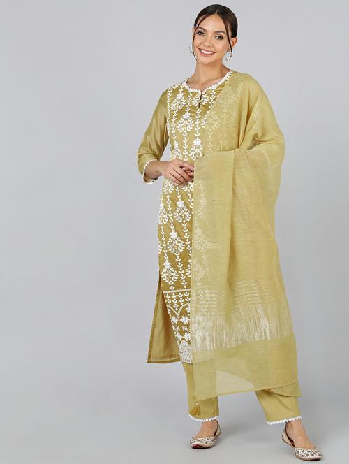 embroidered kurta pant set with dupatta - 19818140 - Very Small Image - 1