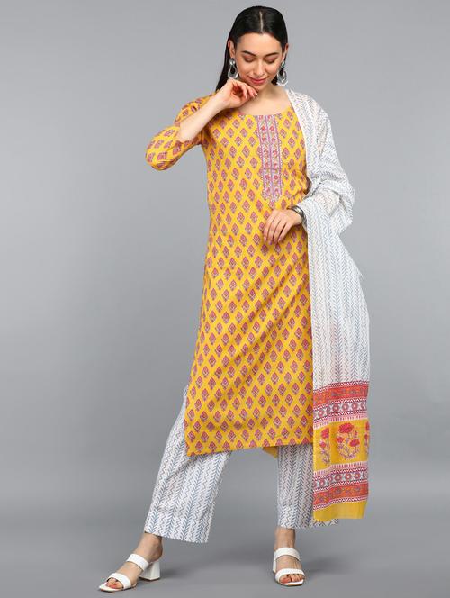 printed kurta palazzo set with dupatta - 19818185 - Very Small Image - 1