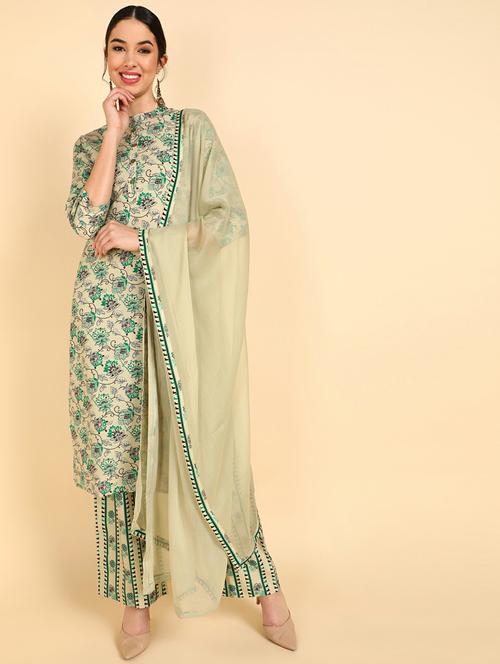 printed kurta palazzo set with dupatta - 19818188 - Very Small Image - 1