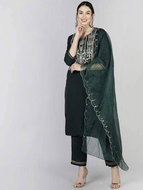 solid kurta pant set with dupatta - 19818190 - Very Small Image - 1