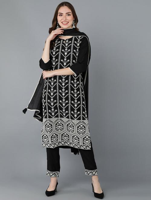 embroidered kurta pant set with dupatta - 19818196 - Very Small Image - 1
