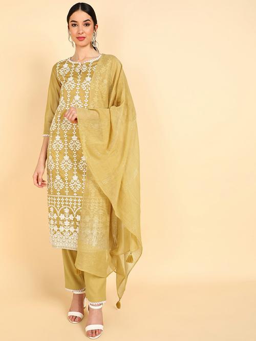 embroidered kurta pant set with dupatta - 19818199 - Very Small Image - 1