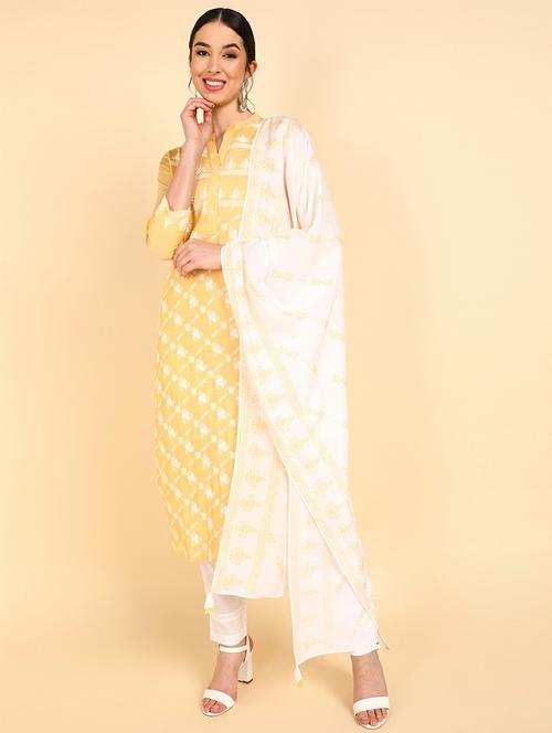 embroidered kurta pant set with dupatta - 19818216 - Very Small Image - 1