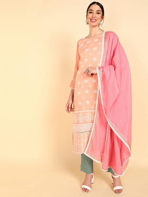embroidered kurta pant set with dupatta - 19818217 - Very Small Image - 1