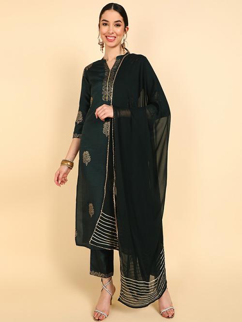 printed kurta pant set with dupatta - 19818221 - Very Small Image - 1