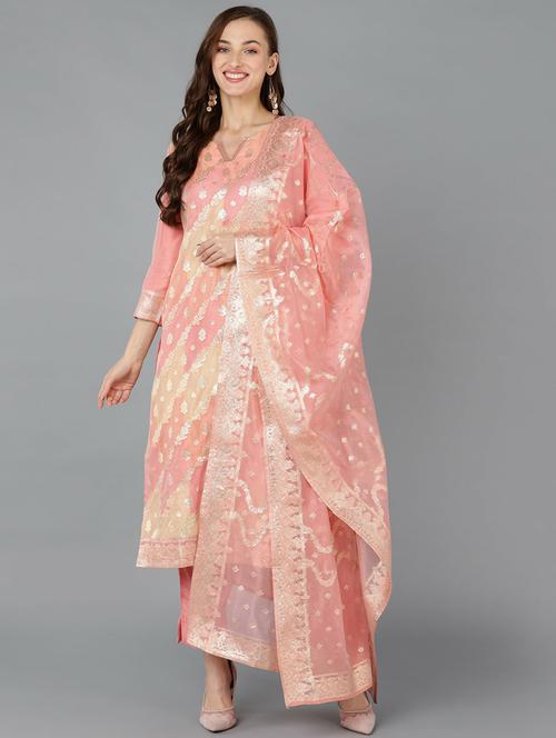 self design kurta pant set with dupatta - 19818293 - Very Small Image - 1