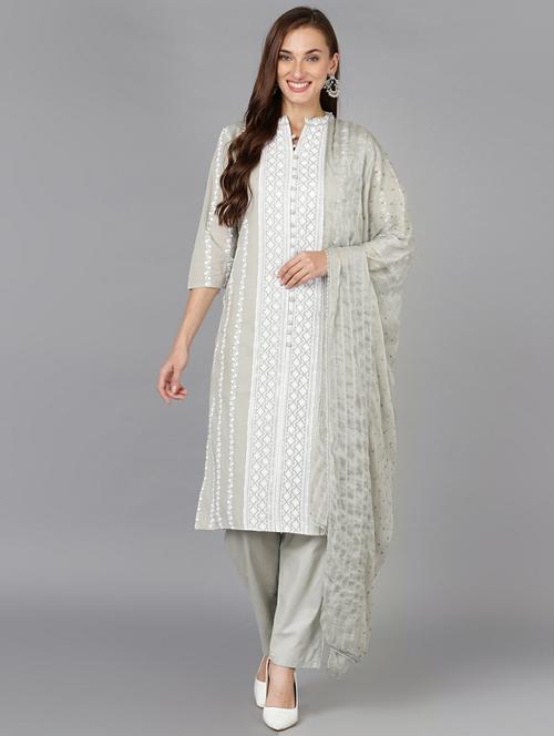 printed kurta pant set with dupatta - 19818352 - Very Small Image - 1