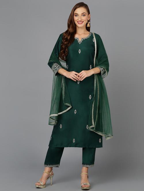 green embroidered suit set - 19818425 - Very Small Image - 1
