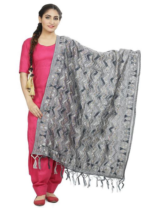 black chanderi dupatta - 19818696 - Very Small Image - 1