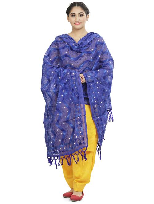 blue chanderi dupatta - 19818701 - Very Small Image - 1