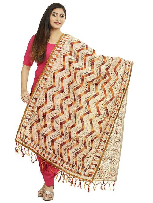 brown chanderi dupatta - 19818707 - Very Small Image - 1