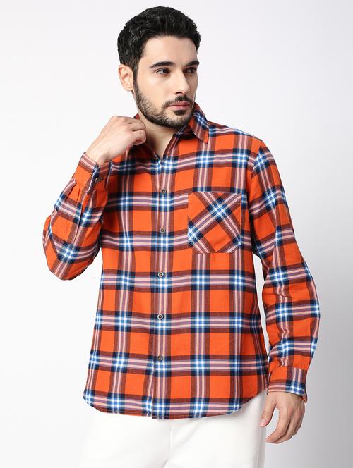 orange cotton casual shirt - 19818946 - Very Small Image - 1