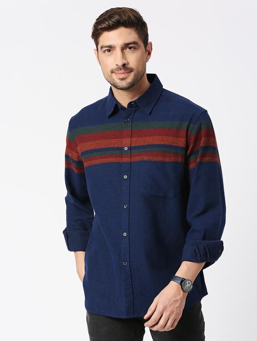 blue cotton casual shirt - 19818969 - Very Small Image - 1