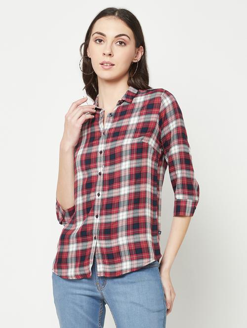 maroon viscose regular shirt - 19820216 - Very Small Image - 1