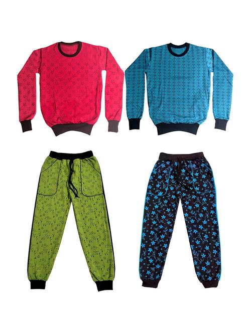 pack of 2 round neck printed full length set - 19820338 - Very Small Image - 1