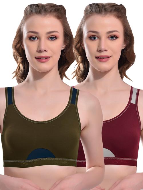multi colored cotton sports bra - 19821718 - Very Small Image - 1