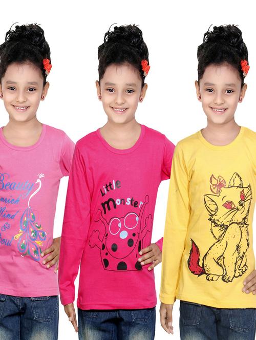 girls pack of 3 regular tees - 19822739 - Very Small Image - 1