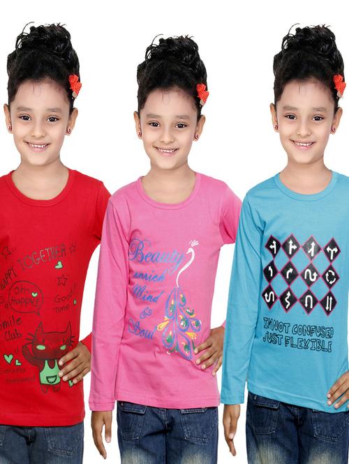 girls pack of 3 regular tees - 19822751 - Very Small Image - 1
