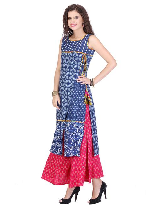round neck printed straight kurti - 19822820 - Very Small Image - 1