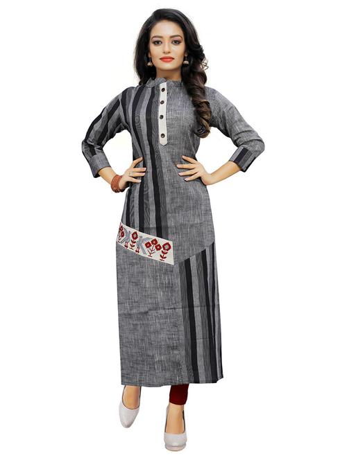 mandarin neck striped straight kurta - 19822833 - Very Small Image - 1