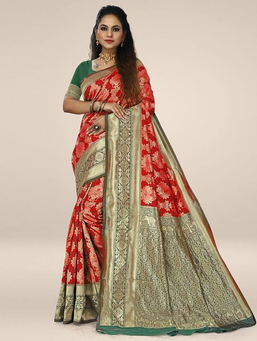 women's banarasi saree with blouse - 19825591 - Very Small Image - 1