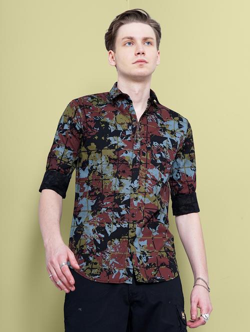 brown printed casual shirt - 19825859 - Very Small Image - 1