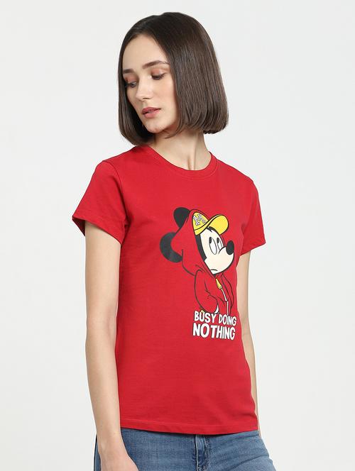 women's front print round neck t-shirt - 19826159 - Very Small Image - 1