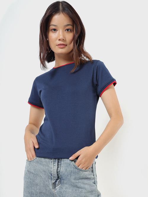 blue cotton regular tshirt - 19826275 - Very Small Image - 1