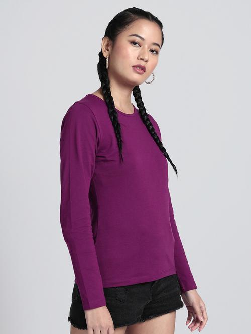 purple cotton regular tshirt - 19826278 - Very Small Image - 1