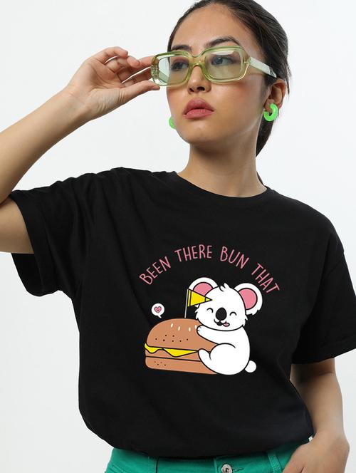 women's chest print crew neck t-shirt - 19826321 - Very Small Image - 1