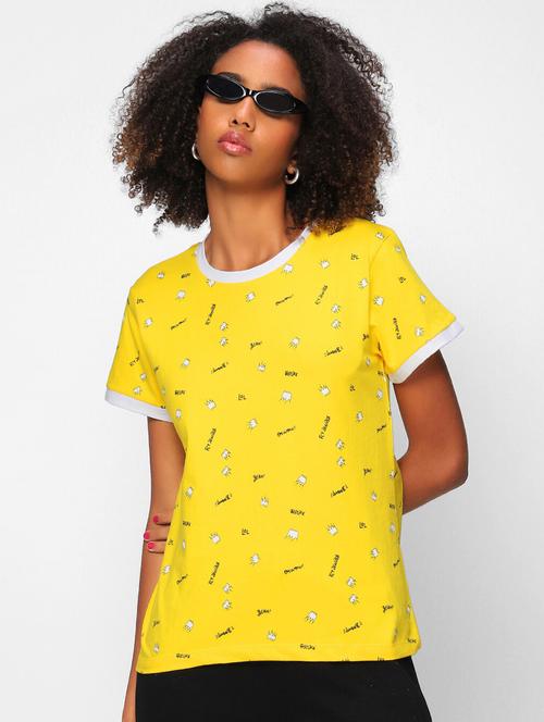 yellow cotton regular tshirt - 19826326 - Very Small Image - 1