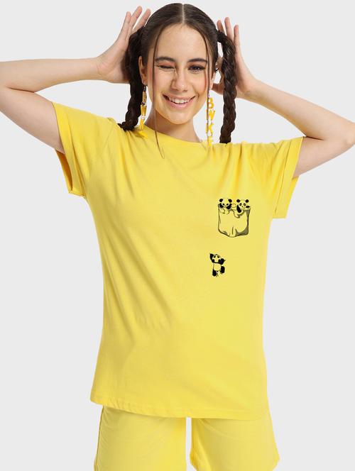 yellow cotton regular tshirt - 19826421 - Very Small Image - 1