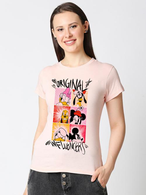 women's front print round neck t-shirt - 19826436 - Very Small Image - 1