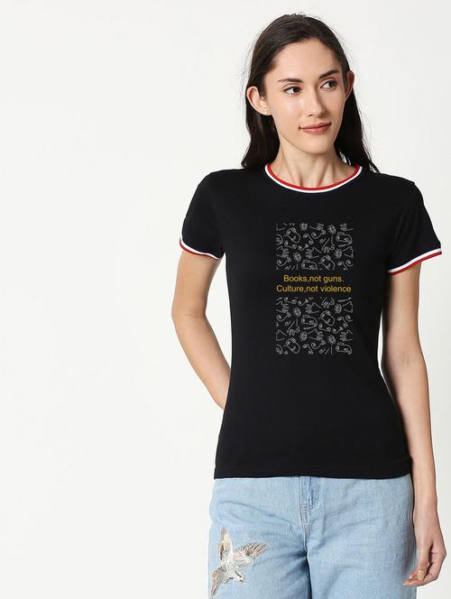 black cotton printed tee - 19826548 - Very Small Image - 1