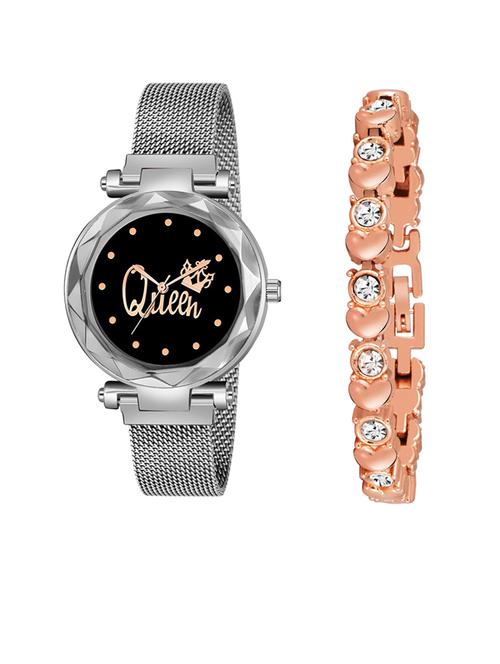 niyatinx women's analog watch & bracelet combo - 19827864 - Very Small Image - 1