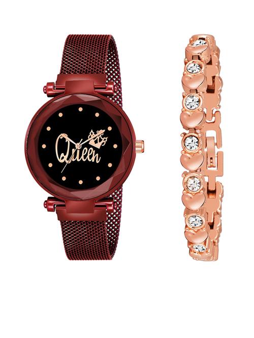 niyatinx women's analog watch & bracelet combo - 19827873 - Very Small Image - 1