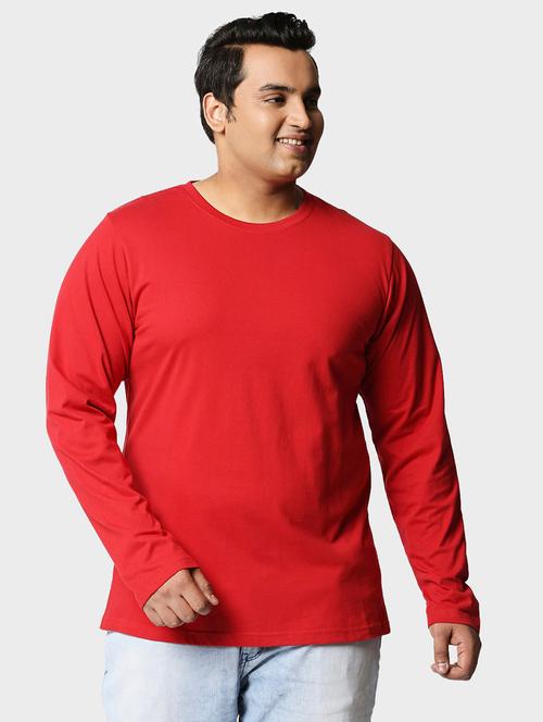 red solid cotton regular t-shirt - 19829412 - Very Small Image - 1