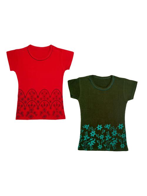 girls round neck printed tees combo - 19831034 - Very Small Image - 1