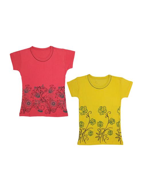 girls round neck printed tees combo - 19831058 - Very Small Image - 1