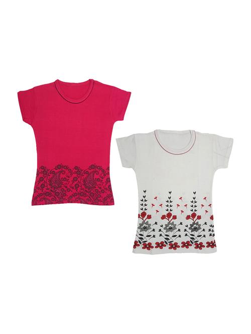 girls round neck printed tees combo - 19831100 - Very Small Image - 1