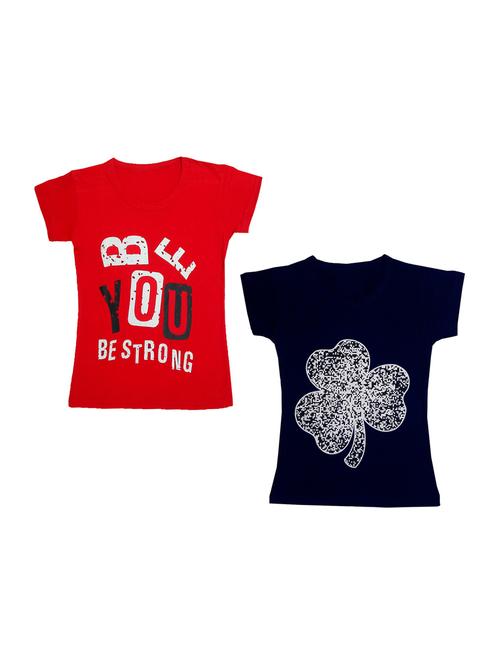 girls round neck printed tees combo - 19831118 - Very Small Image - 1