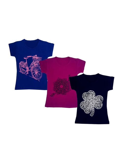 girls round neck printed tees combo - 19831123 - Very Small Image - 1