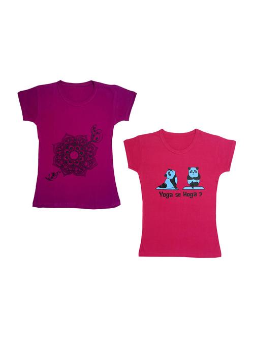 girls round neck printed tees combo - 19831127 - Very Small Image - 1