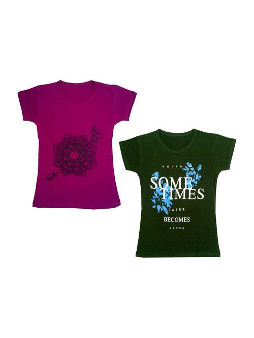 girls round neck printed tees combo - 19831136 - Very Small Image - 1