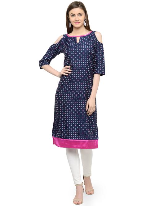 printed crepe straight kurta - 19832326 - Very Small Image - 1