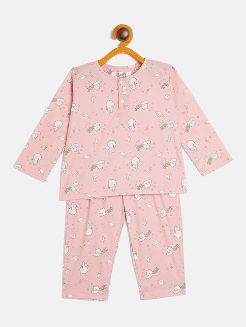 pink printed pyjama set nightwear - 19832331 - Very Small Image - 1