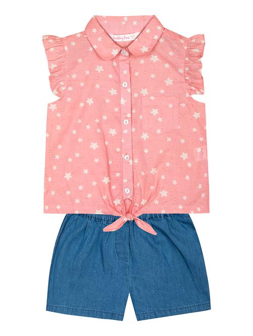 girls pink printed top & short twin sets - 19838231 - Very Small Image - 1