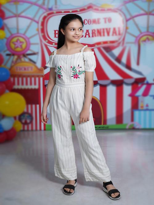 girls white embroidered jumpsuit - 19838250 - Very Small Image - 1