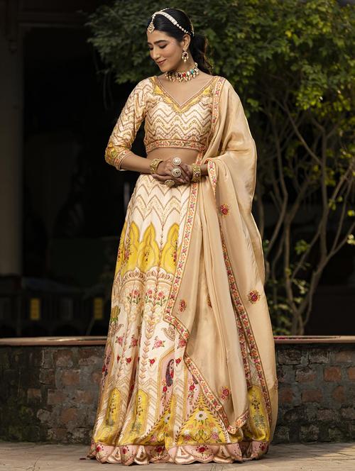 florals print flared stitched lehenga - 19838448 - Very Small Image - 1
